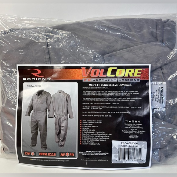 NWT Radians VolCore Men’s FR Long Sleeve Coverall Oil Field Work Wear X-Large - Picture 3 of 6
